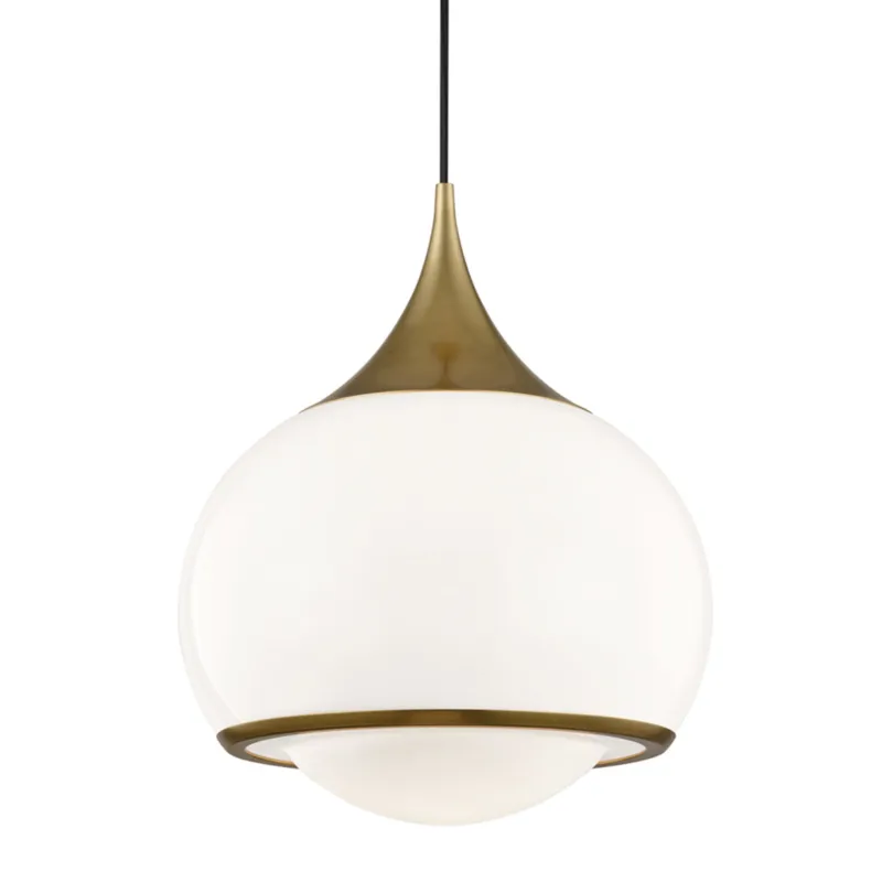 Reese 1-Light Pendant in Aged Brass 14W x 17.25H