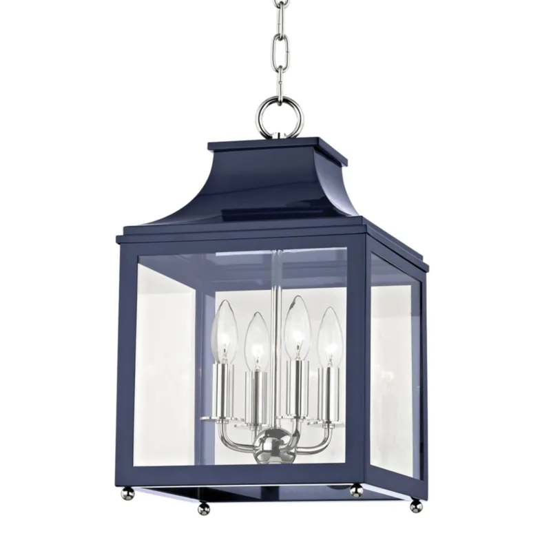 Leigh 4-Light Lantern in Polished Nickel 11.25W x 18.75H (Navy)