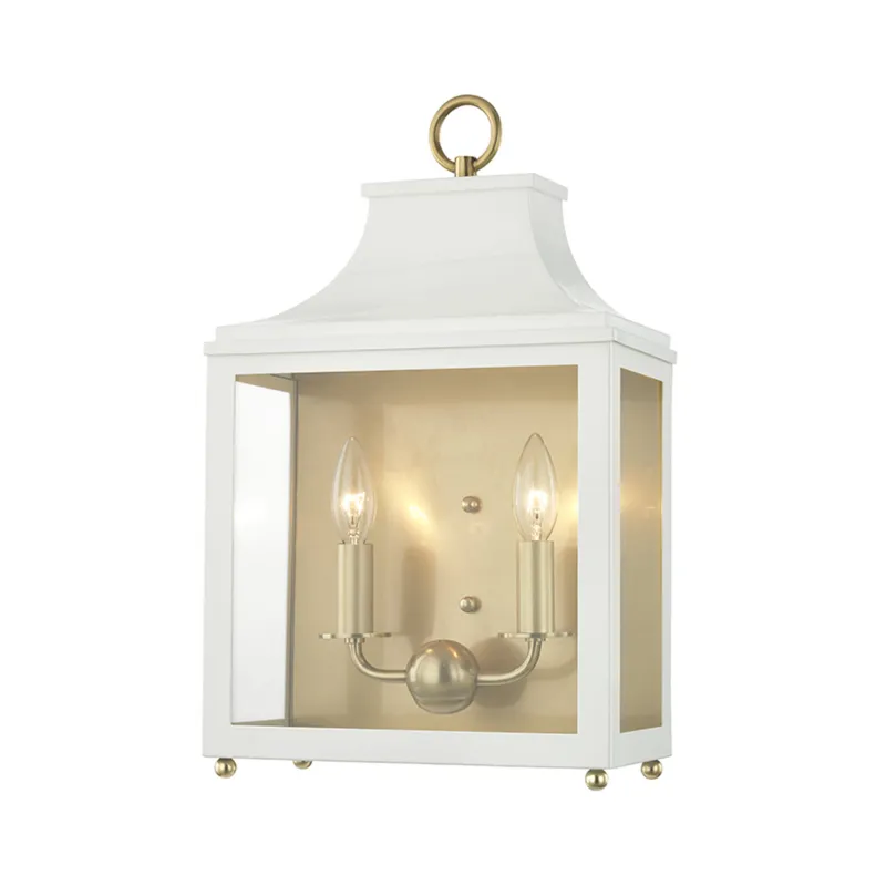 Leigh 2-Light Wall Sconce in Aged Brass 11.25W x 18.75H (White)