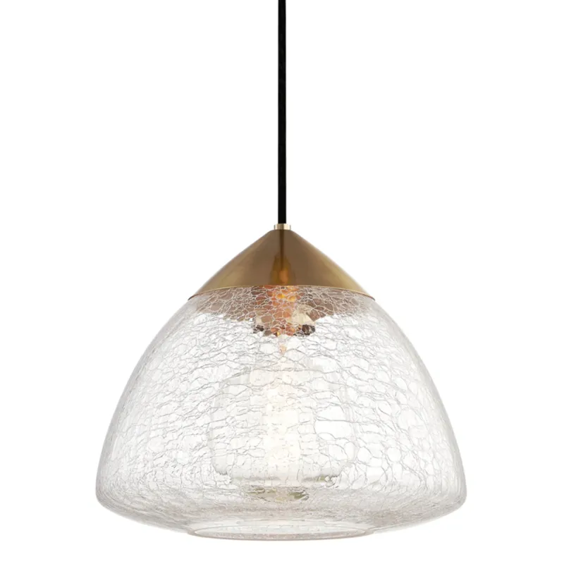 Maya 1-Light Pendant in Aged Brass 12W x 10.5H