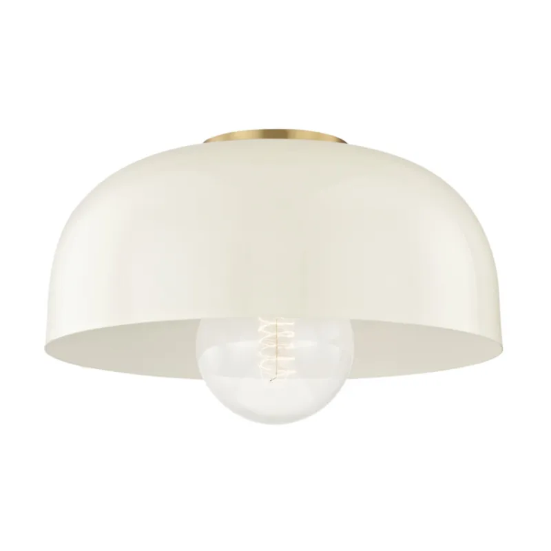 Avery 1-Light Flush Mount in Aged Brass 14W x 8.5H