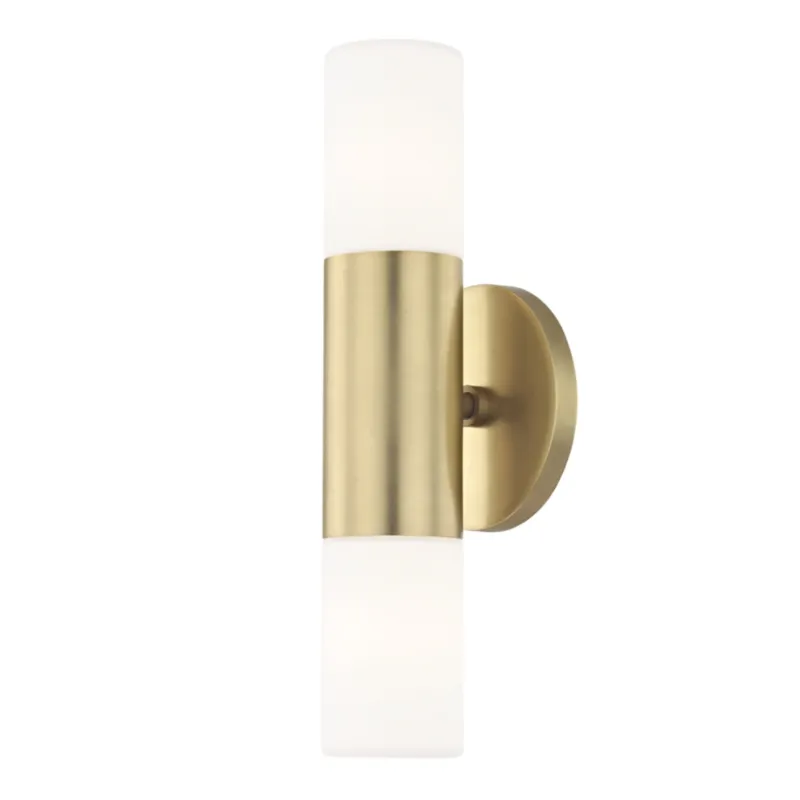 Lola 2-Light Wall Sconce in Aged Brass 4.75W x 13H