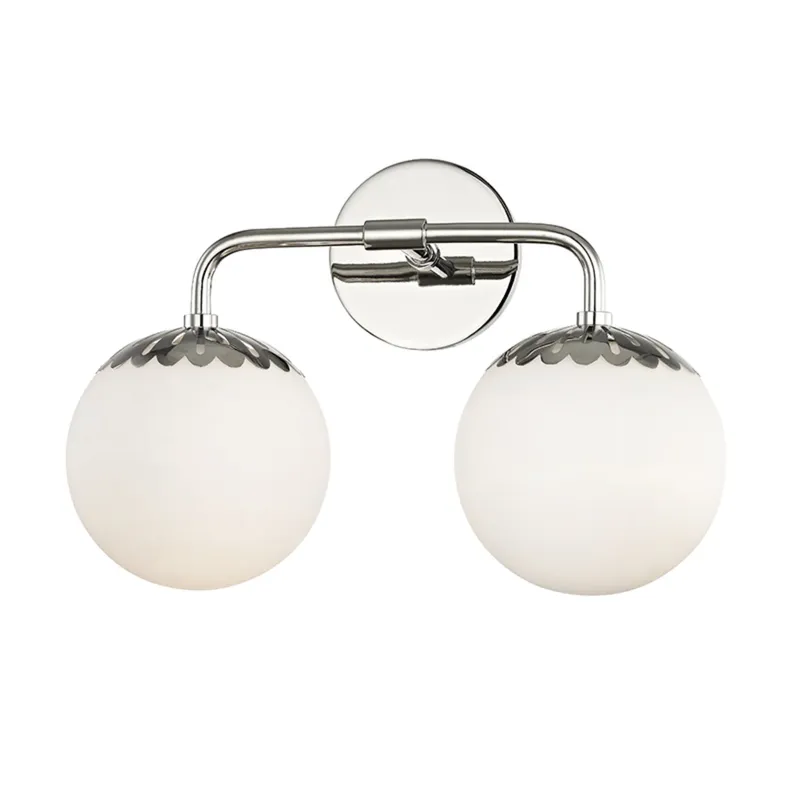 Paige 2-Light Bath and Vanity in Polished Nickel 15W x 10.5H