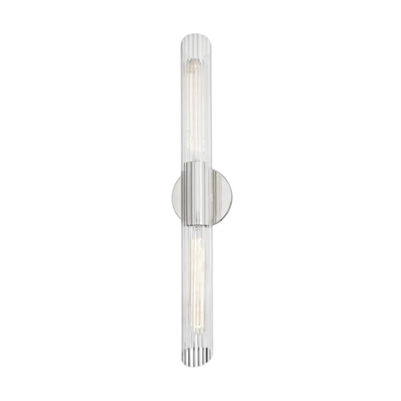 Cecily 2-Light Wall Sconce in Polished Nickel 4.75W x 24.75H