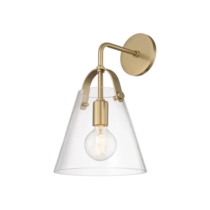Karin 1-Light Wall Sconce in Aged Brass 8.75W x 15.25H