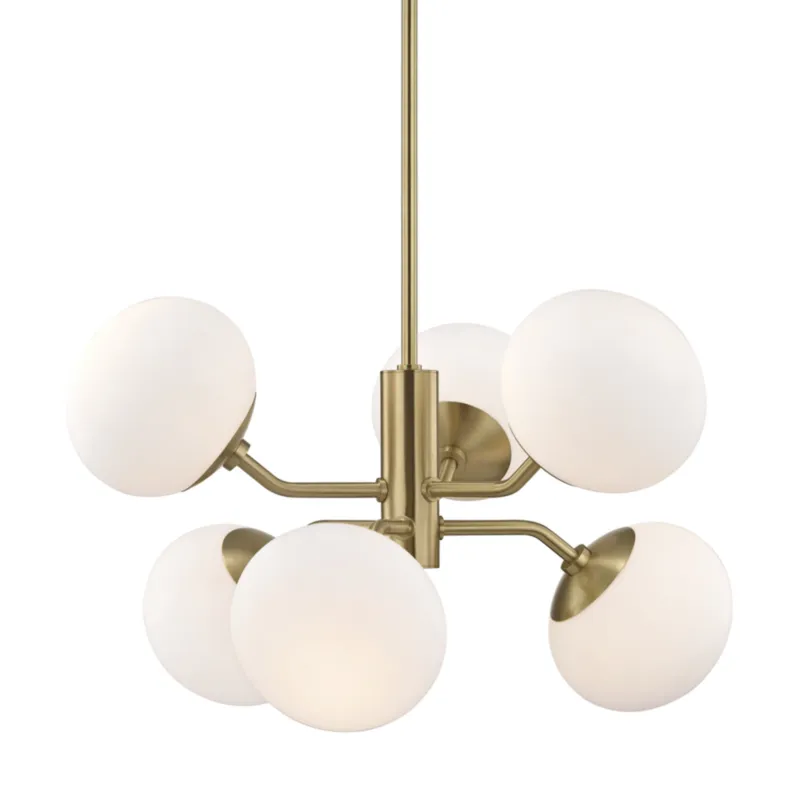 Estee 6-Light Chandelier in Aged Brass 28W x 15H