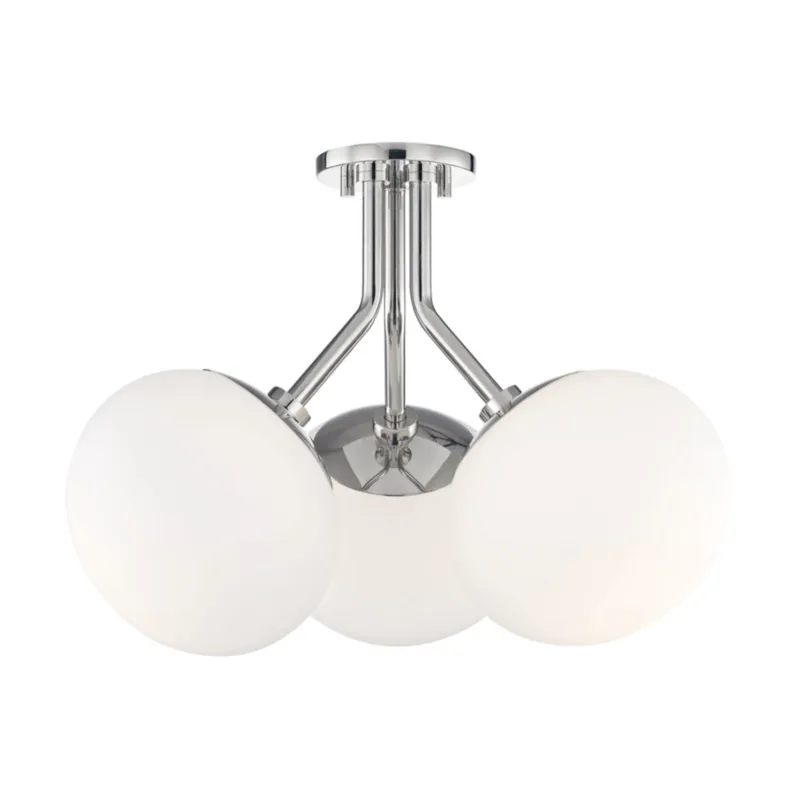 Estee 3-Light Semi Flush in Polished Nickel 19W x 15H