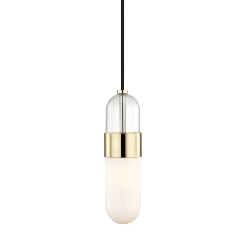 Emilia 1-Light Pendant in Polished Brass 4.75W x 11.25H