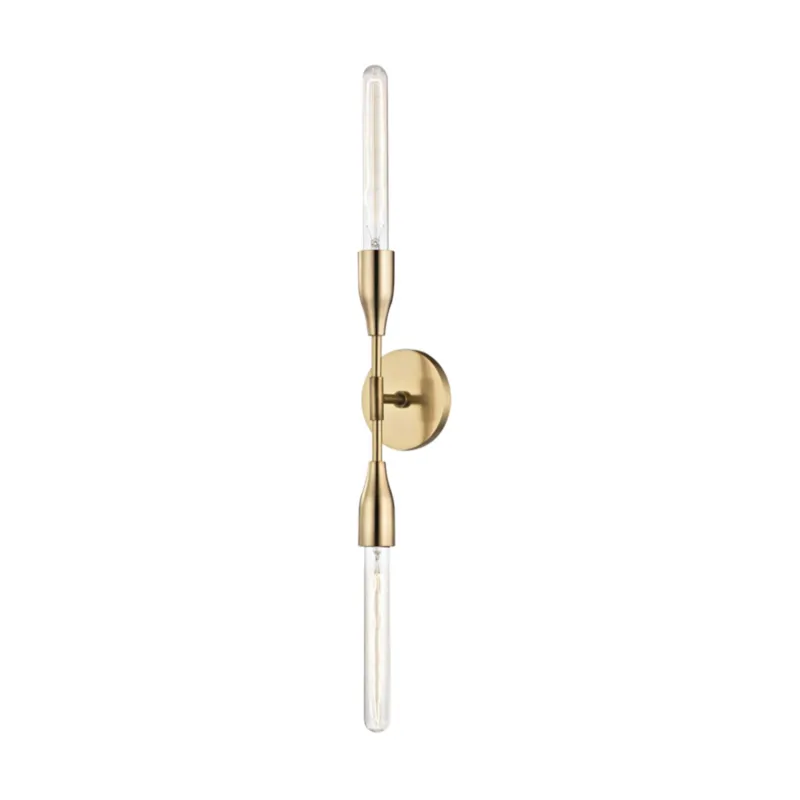 Tara 2-Light Wall Sconce in Aged Brass 4.75W x 30H