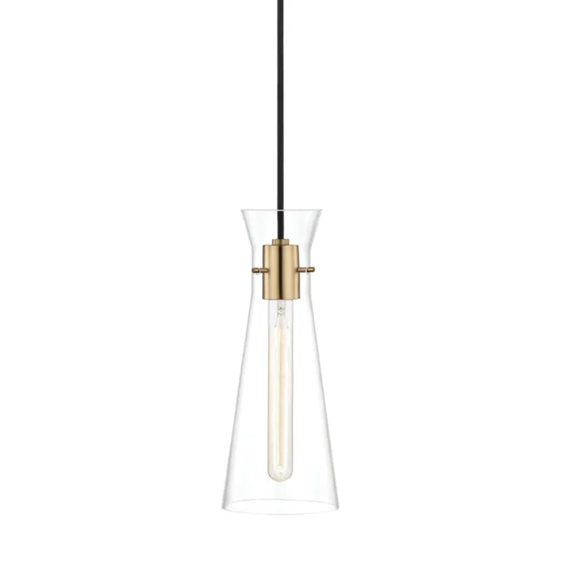 Anya 1-Light Pendant in Aged Brass 5.5W x 14.5H