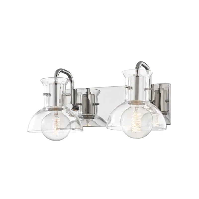 Riley 2-Light Bath and Vanity in Polished Nickel 14.5W x 7H