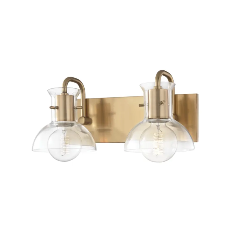 Riley 2-Light Bath and Vanity in Aged Brass 14.5W x 7H