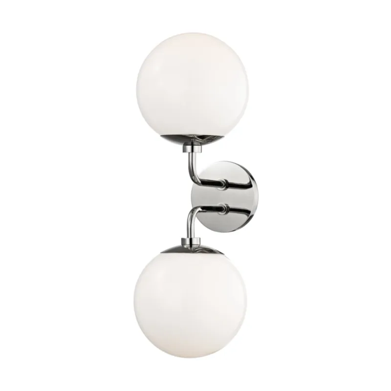 Stella 2-Light Wall Sconce in Polished Nickel 7W x 20H