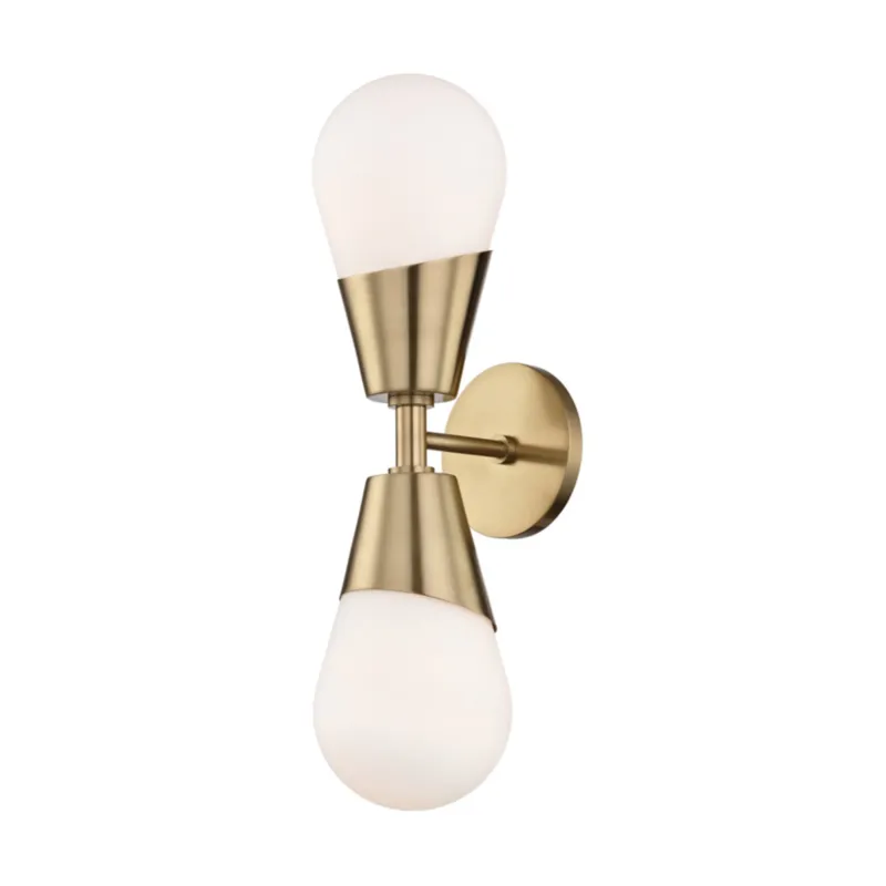 Cora 2-Light Wall Sconce in Aged Brass 5W x 19H