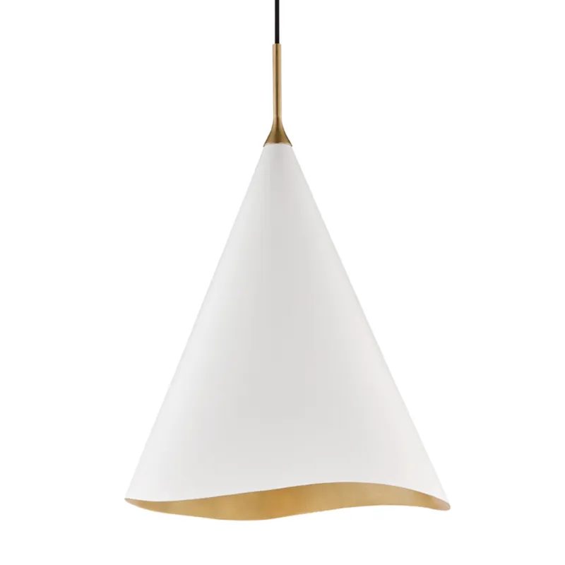 Martini 1-Light Pendant in Gold Leaf 18W x 24.75H (9618-GL/WHT)