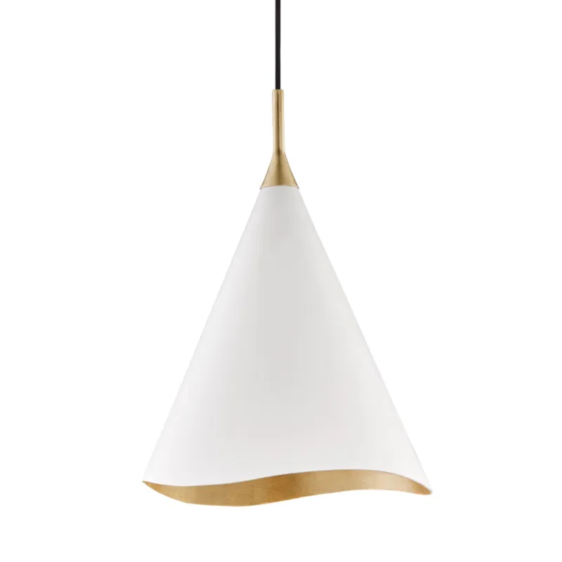 Martini 1-Light Pendant in Gold Leaf 13W x 18.5H (9613-GL/WHT)