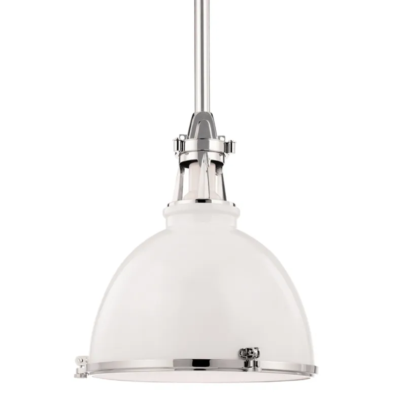 Massena 1-Light Pendant in White/polished Nickel Combo 19.5W x 21.25H