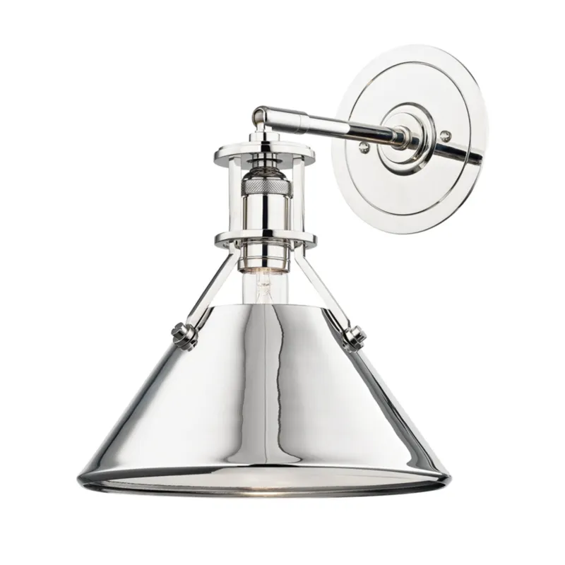 Metal No. 2 1-Light Wall Sconce in Polished Nickel by Mark D. Sikes 9.5W x 11H
