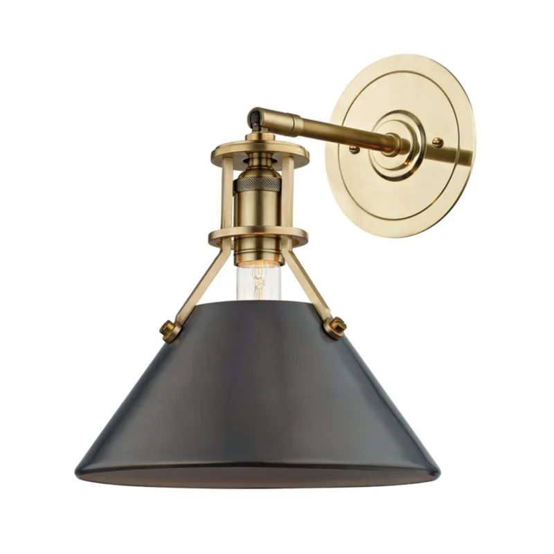 Metal No. 2 1-Light Wall Sconce in Aged Brass/Distressed Bronze by Mark D. Sikes 9.5W x 11H