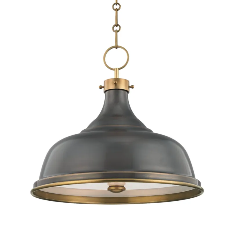 Metal No.1 3-Light Pendant in Aged Brass/Distressed Bronze by Mark D. Sikes 18W x 16H
