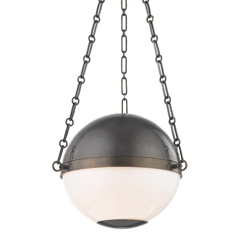 Sphere No.2 2-Light Pendant in Distressed Bronze by Mark D. Sikes 16.5W x 12.75H