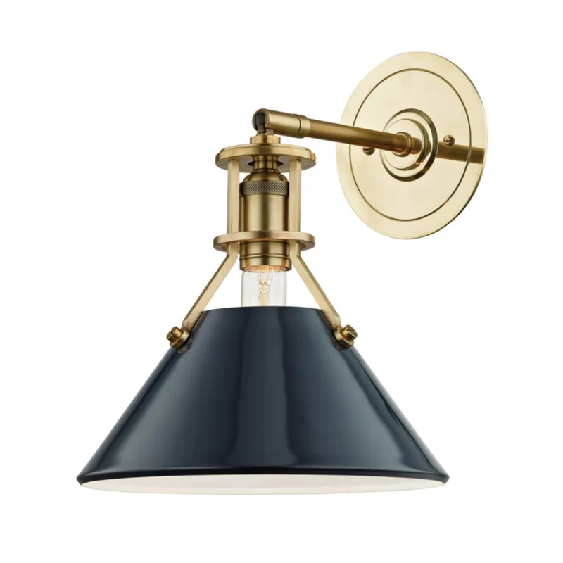 Painted No. 2 1-Light Wall Sconce in Aged Brass by Mark D. Sikes 9.5W x 11.75H (Darkest Blue)