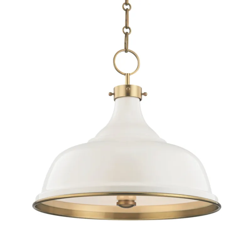 Painted No. 1 3-Light Pendant in Aged Brass by Mark D. Sikes 18W x 16H (Off-White)