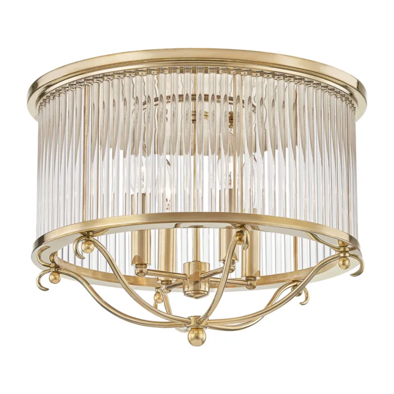 Glass No.1 4-Light Semi Flush in Aged Brass by Mark D. Sikes 19W x 12.75H