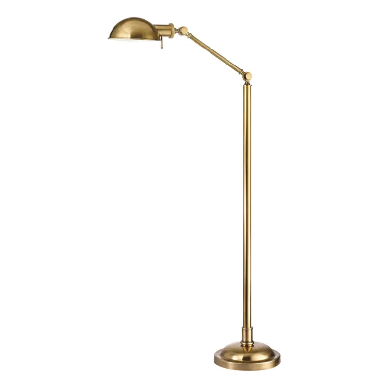 Girard 1-Light Floor Lamp in Vintage Brass 10W x 56H
