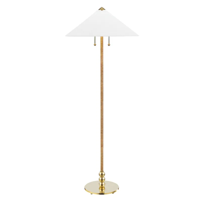 Flare 2-Light Floor Lamp in Aged Brass 24W x 62.25H