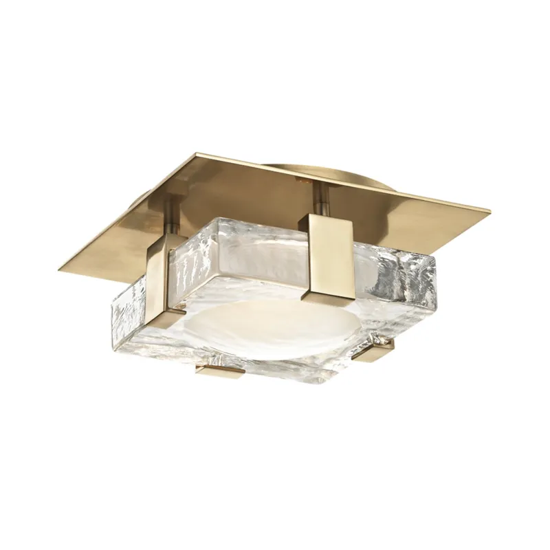 Bourne 1-Light Semi Flush in Aged Brass 8W x 8H