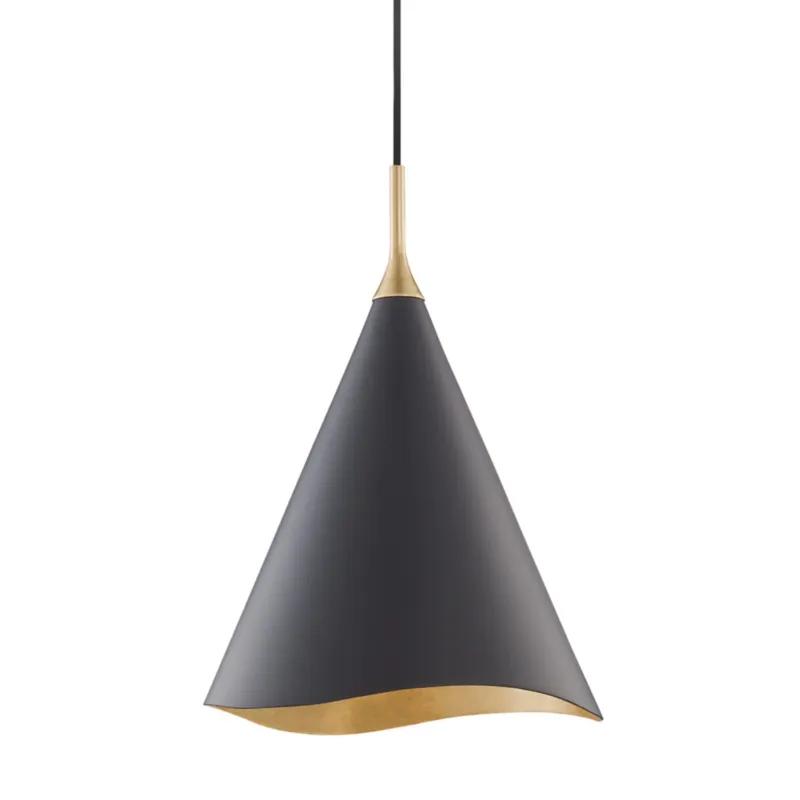 Martini 1-Light Pendant in Gold Leaf 13W x 18.5H (9613-GL/BLK)