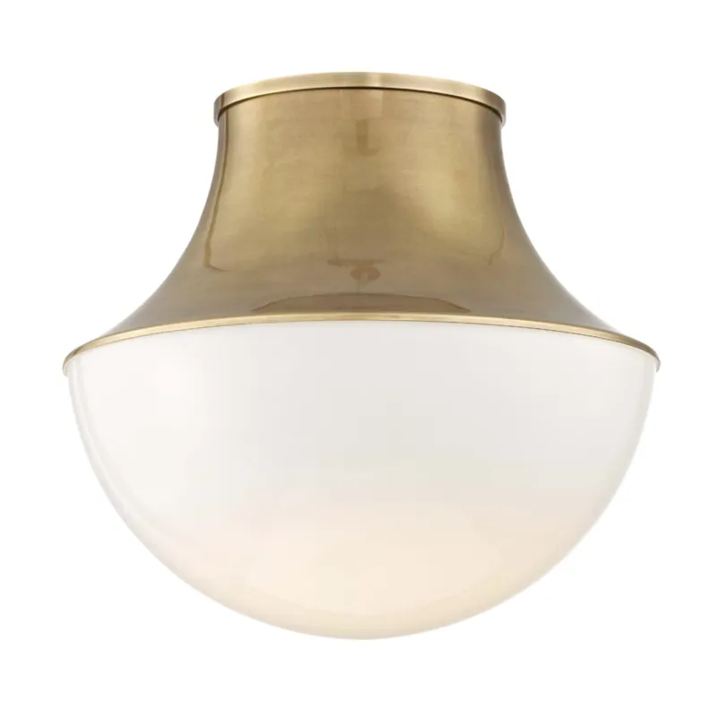 Lettie 1-Light Flush Mount in Aged Brass 14.75W x 14H