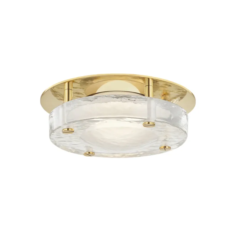 Heath 1-Light Flush Mount in Aged Brass 8.25W x 3H
