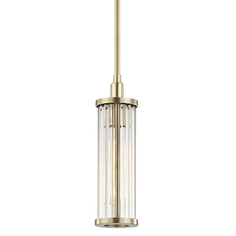 Marley 1-Light Pendant in Aged Brass 4W x 14.25H