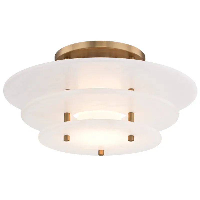 Gatsby 1-Light Flush Mount in Aged Brass 15.75W x 7.5H