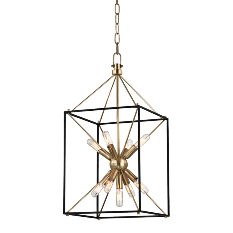 Glendale 9-Light Lantern in Aged Brass 12.25L x 12.25W x 25.25H