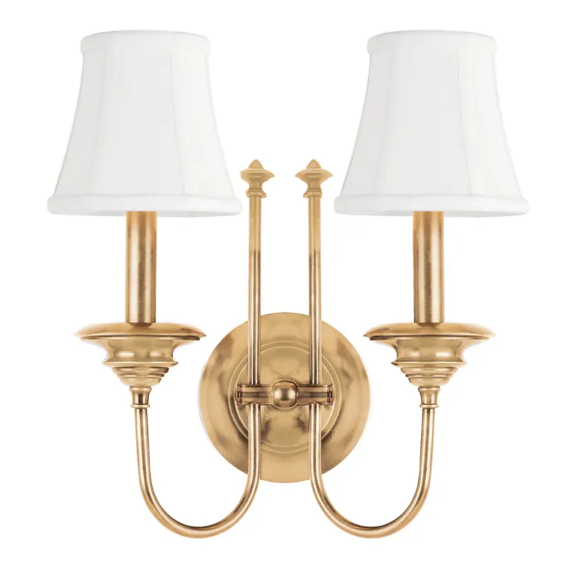 Yorktown 2-Light Wall Sconce in Aged Brass 13.5W x 14H