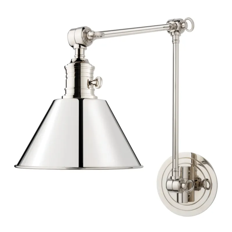 Garden City 1-Light Wall Sconce in Polished Nickel 8W x 23H