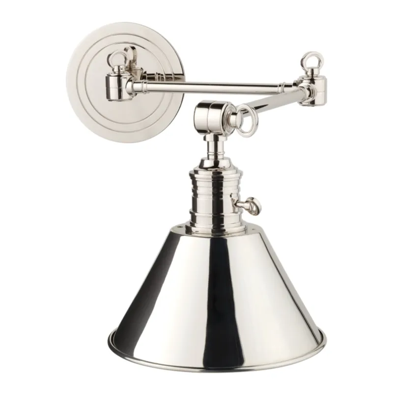 Garden City 1-Light Wall Sconce in Polished Nickel 8W x 11.25H