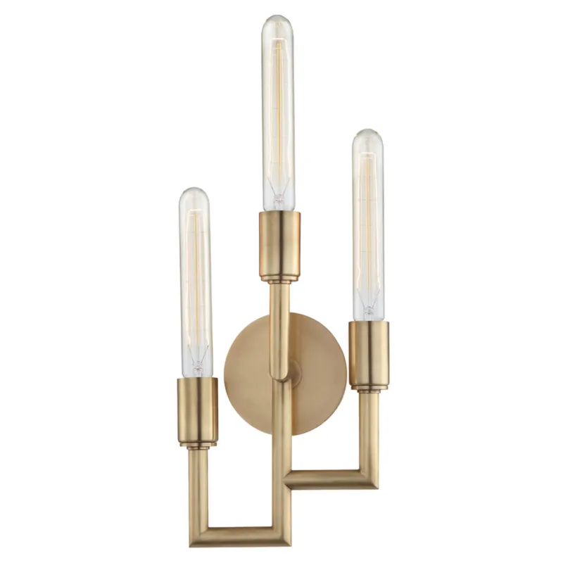 Angler 3-Light Wall Sconce in Aged Brass 7.75W x 19.5H