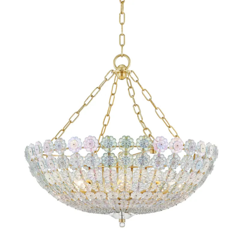 Floral Park 8-Light Chandelier in Aged Brass 24.5W x 25H