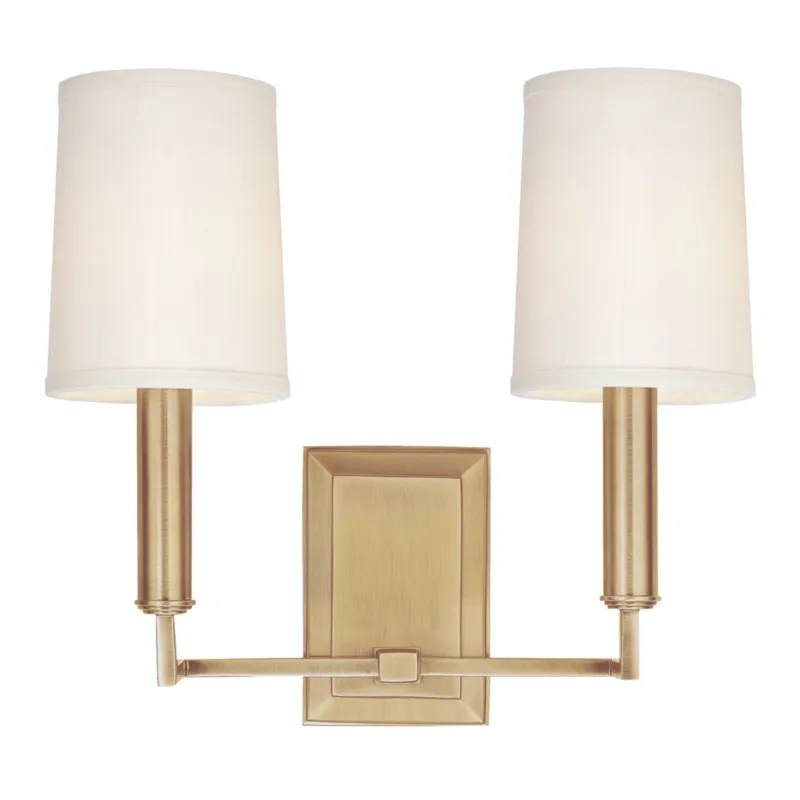 Clinton 2-Light Wall Sconce in Aged Brass 11W x 11.5H