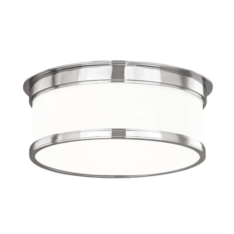 Geneva 2-Light Flush Mount in Polished Nickel 12.25W x 4.75H