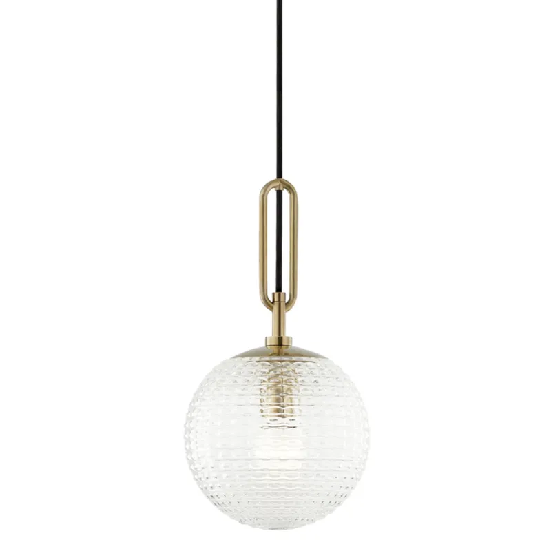 Jewett 1-Light Pendant in Aged Brass 8W x 15H