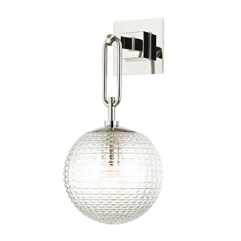 Jewett 1-Light Wall Sconce in Polished Nickel 8W x 17H