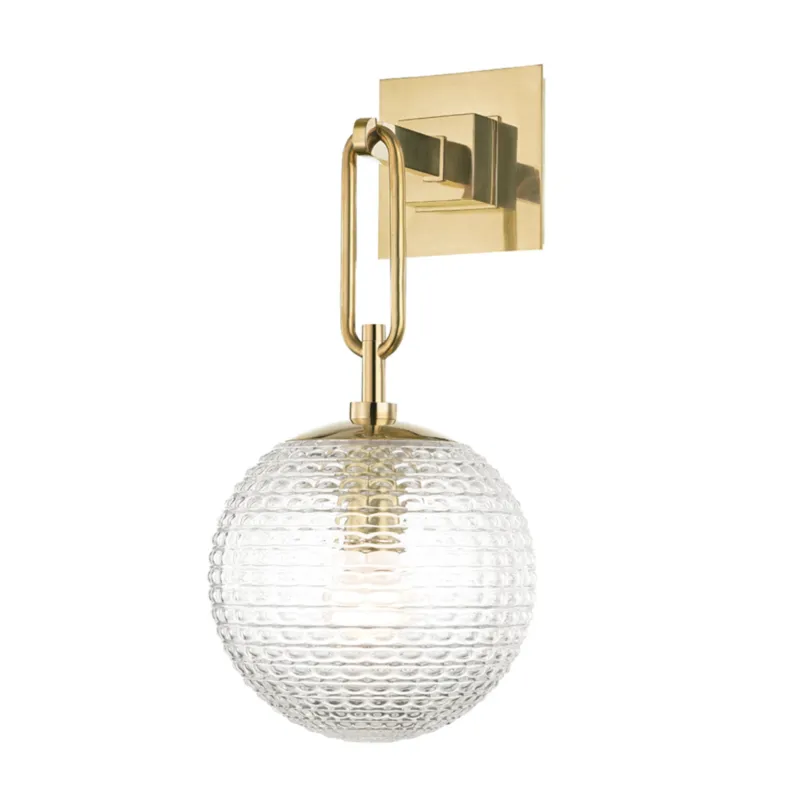 Jewett 1-Light Wall Sconce in Aged Brass 8W x 17H