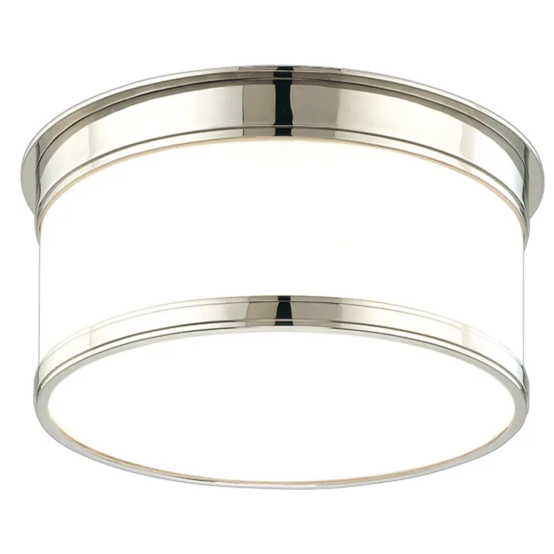 Geneva 1-Light Flush Mount in Polished Nickel 9.25W x 4.75H