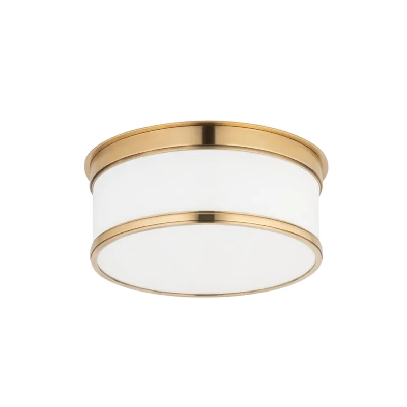 Geneva 1-Light Flush Mount in Aged Brass 9.25W x 4.75H