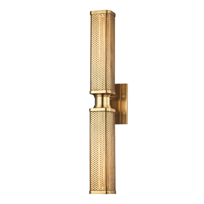 Gibbs 2-Light Wall Sconce in Aged Brass 4.5W x 22.25H